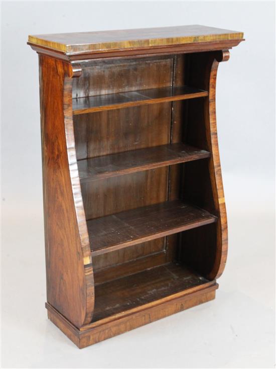 A William IV rosewood open bookcase, W.2ft 3in. D.11in. H.3ft 4in.
